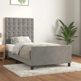 Giroletto Senza Materasso Grigio Chiaro 90x200 Cm Velluto /