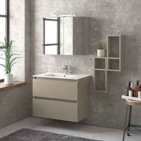 Mobile bagno sospeso 80cm con lavabo integrato e 2 cassetti TOD-80L - KAMALU