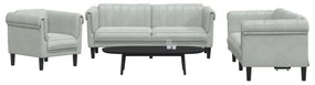Set Di Divani 3 Pz Grigio Chiaro İn Velluto /