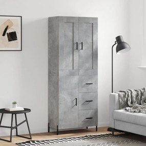 Credenza grigio cemento 69,5x34x180 cm in legno multistrato