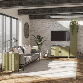 Comodino in metallo color kaki Bradford - Støraa