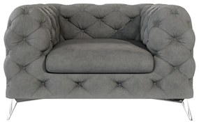 Poltrona grigia con rivestimento in velluto Chelsea – Ropez