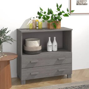 Credenza Hamar Grigio Chiaro 85x35x80 Cm Legno Massello Di Pino /