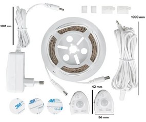 Kit striscia LED Sotto-Letto con sensore di Movimento x 2 Lati Colore  Bianco Naturale 4.000K