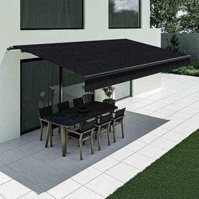 Tenda da sole nero con mantovana dritta, modello Basic senza cassonetto, 2400 x 1500 mm, con manovella, configurazione individuale