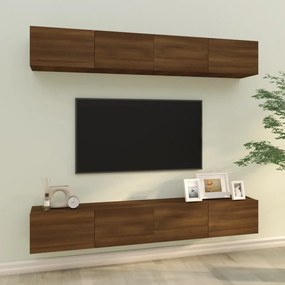 Mobili porta tv a parete 4 pz rovere marrone 100x30x30 cm