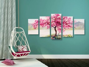 Quadri 5 pezzi – Ciliegio orientale in rosa