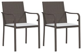 Set pranzo da giardino 3pz con cuscini in polyrattan e acciaio