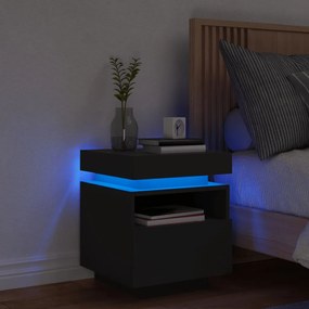 Comodino Con Luci Led Nero 40x39x48,5 Cm /