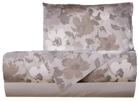 Completo letto singolo fiori tortora