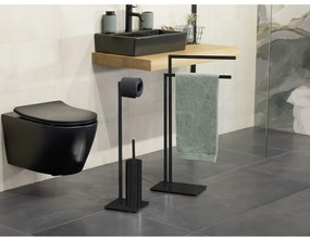 Porta carta igienica in acciaio nero con spazzola Recco - Wenko