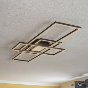 Plafoniera a LED Ismera Lindby, dimmerabile, Nero, Soggiorno / Sala da pranzo, Alluminio, Moderno, Plafoniera LED