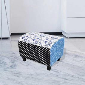 Sgabello patchwork blu e bianco