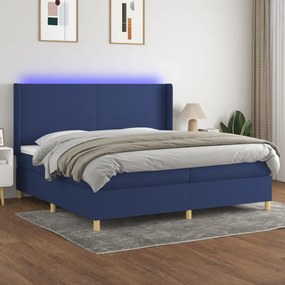 Letto a molle materasso e led blu 200x200cm in tessuto