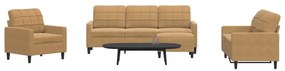 Set Di Divani 4 Pz Con Cuscini Marrone İn Velluto /