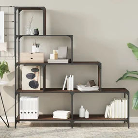 Libreria 4gradini rovere marrone 139x33,5x149 legno multistrato