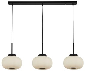 Lampadario Contemporaneo Lumina Acciaio Bianco Vetro Nero 3 Luci E27