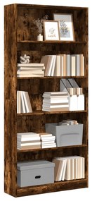 Libreria Rovere Fumo 80x24x176 Cm İn Legno Multistrato /