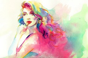 Carta da parati – Ritratto femminile ad acquerello