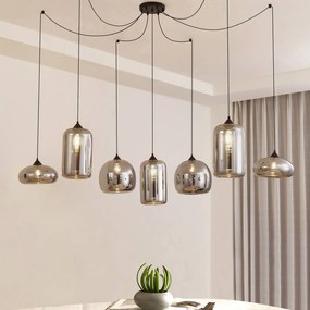 Lampada a sospensione in vetro Marla Lindby, dimmerabile, Nero, Soggiorno / Sala da pranzo, Vetro, Moderno, Lampada a sospensione