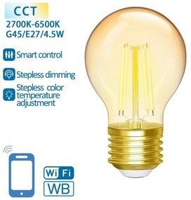 Lampadina LED dimmerabile FILAMENT G45 E27/4,5W/230V 2700-6500K Wi-Fi - Aigostar