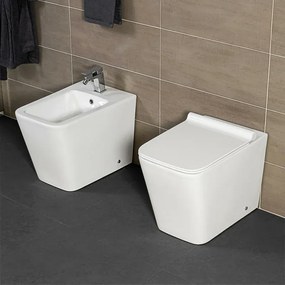 Wc filomuro Rimless serie Malaga in ceramica bianco lucido