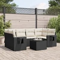 Set Divani da Giardino con Cuscini 7pz Nero Polyrattan 3219915