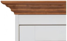 Credenza shabby chic in pino massello bicolore bianco e rovere