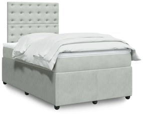 Giroletto A Molle Con Materasso Grigio Chiaro 120x190cm Velluto /