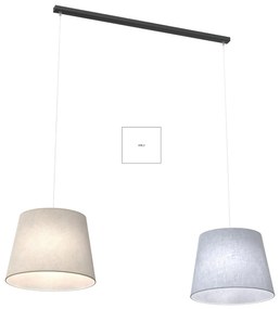 Lampadario A 2 Luci Osiride Con Paralumi In Tessuto Beige E Grigio
