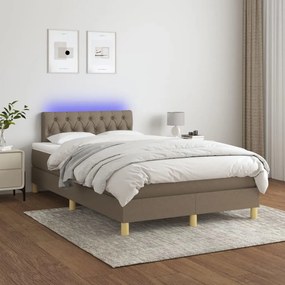 Letto A Molle Con Materasso E Led Tortora 120x200cm İn Tessuto /