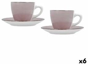 Set di Tazze e Piatti Quid Vita Morning Rosa Ceramica (4 Pezzi) (6 Unità)