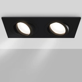 Doppio Faretto Da Incasso Moderno Atom Alluminio Bianco 2 Luci Diffusore Tessile