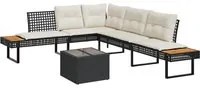 Set Divani da Giardino 2 pz con Cuscini Nero Polyrattan e Vetro 3277493