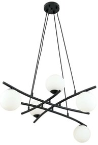 Lampadario Moderno Cadmo Acciaio Nero Bianco 5 Luci E14 Ip20