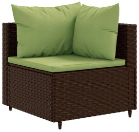 Set divani da giardino 9 pz con cuscini in polyrattan marrone