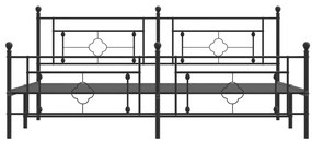 Giroletto con testiera e pediera metallo nero 200x200 cm