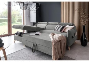 Divano letto angolare in velluto grigio chiaro (angolo sinistro) Sweet Harmony - Miuform