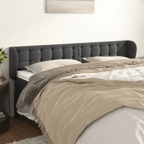Testiera Ad Orecchio Grigio Scuro 203x23x78/88 Cm İn Velluto /