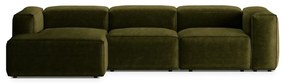Divano angolare verde (con penisola a sinistra/con chaise lounge) con rivestimento in velluto a coste Bergamo – Cosmopolitan Design