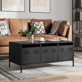 Tavolino Nero 101,5x50x43,5 Cm İn Acciaio Laminato A Freddo /