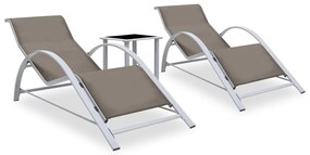 Lettini Prendisole Con Tavolino 2 Pz İn Alluminio Grigio Talpa /