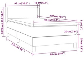 Giroletto a Molle con Materasso Nero 90x200 cm in Similpelle