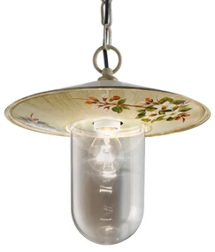 Sospensione Esterno Classica Genova Metallo E Ceramica Bianco Sfumato 1 Luce E27