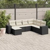 Set Divani da Giardino con Cuscini 7pz Nero Polyrattan 3255233