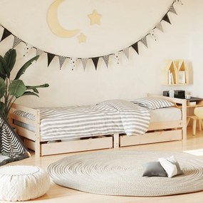 Giroletto Bambini Con Cassetti 80x200 Cm Legno Massello Di Pino /