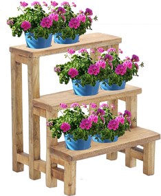 LAUX - fioriera a tre livelli in legno di mogano