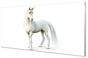 Quadro vetro acrilico Unicorno bianco 100x50 cm