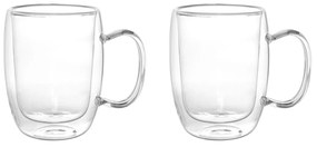 Set 2 mug da 280 ml, in vetro borosilicato da 12x8,5x11,5 cm