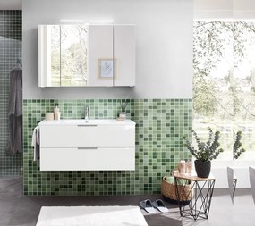 Mobile da bagno sospeso sotto lavabo L 99 x H 48 x P 45 cm bianco lucido, 2 cassetti PELIPAL Madeo